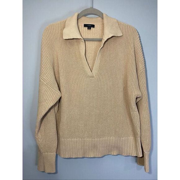 2X, J.Crew beige/tan collared cotton beach sweater. Like new condition! - Picture 2 of 6